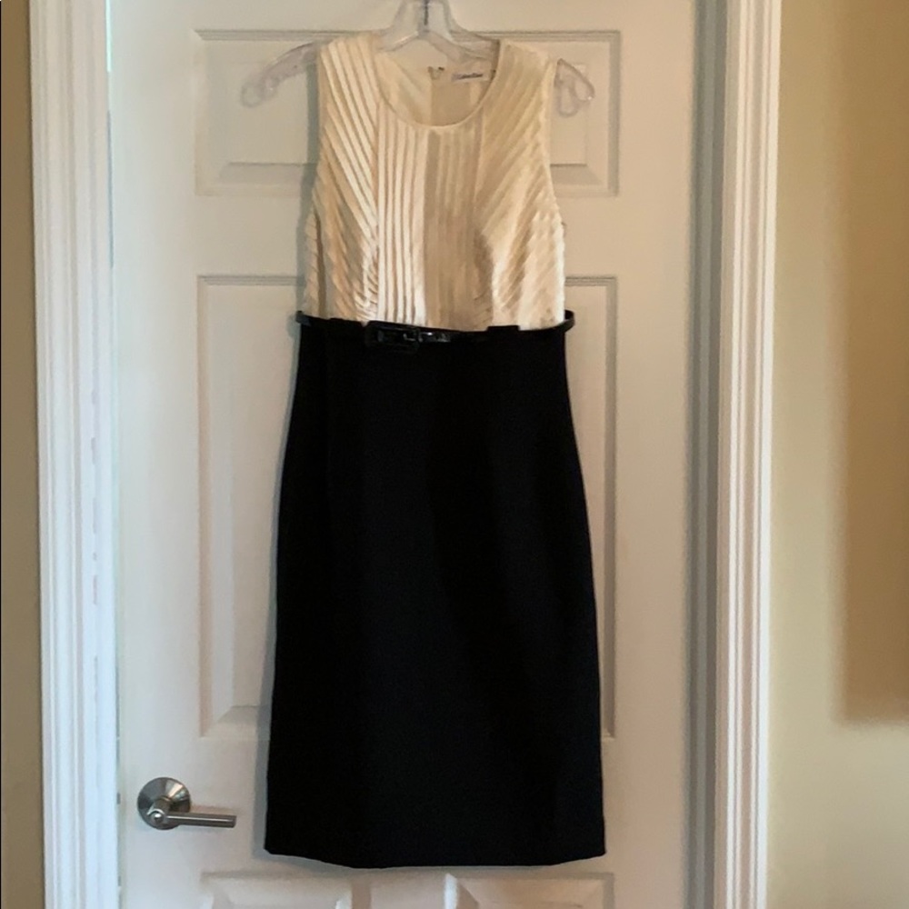 Calvin Klein cream/black sleeveless shift dress, 6